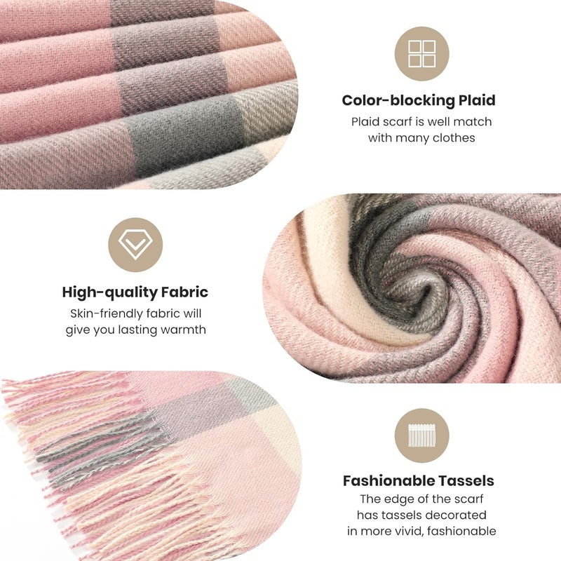 Pleneal Scarf for Women, Womens Winter/Fall Scarf,Long Plaid Shawls and Wraps, Cashmere Feel Blanket Pashmina Scarves - Image 4